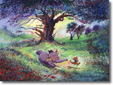 Original Painting, Heffalump And Roo by Harrison Ellenshaw